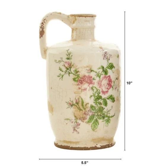 Shabby Chic Ivory Floral Pitcher Vase-Kirkland's Home Flash Sale