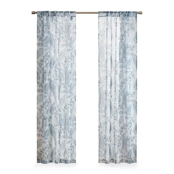 Sheer Blue Botanical Curtain Panel Set, 95 In.-Kirkland's Home Sale
