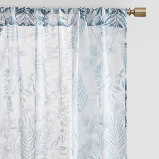 Sheer Blue Botanical Curtain Panel Set, 95 In.-Kirkland's Home Sale