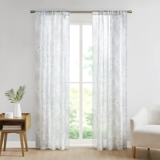 Sheer Botanical Curtain Panel Set, 84 In.-Kirkland's Home Flash Sale