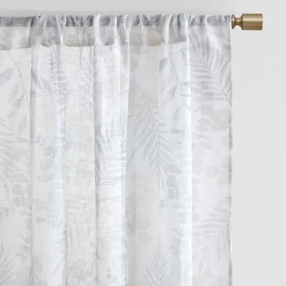 Sheer Botanical Curtain Panel Set, 84 In.-Kirkland's Home Flash Sale