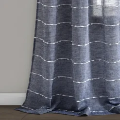 Sheer Navy Textured Curtain Panel Set, 84 In.-Kirkland's Home Clearance