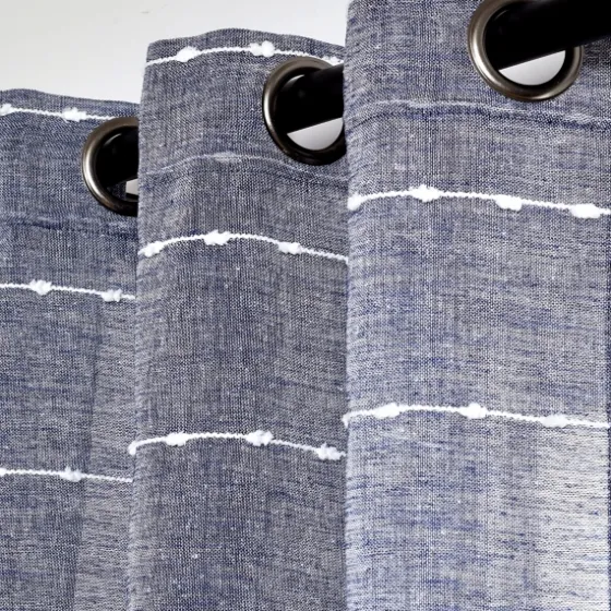 Sheer Navy Textured Curtain Panel Set, 84 In.-Kirkland's Home Clearance