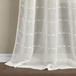 Sheer Textured Curtain Panel Set, 84 In-Kirkland's Home New