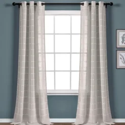 Sheer Textured Curtain Panel Set, 84 In.-Kirkland's Home Clearance