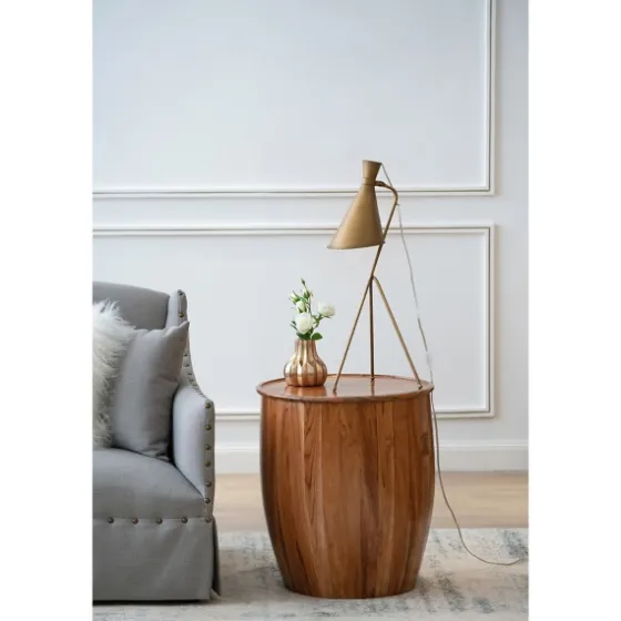 Sheesham And Mango Wood Drum Accent Table-Kirkland's Home Shop