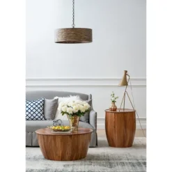 Sheesham And Mango Wood Drum Accent Table-Kirkland's Home Shop