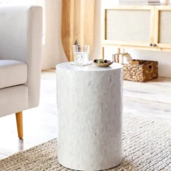 Shell Cylinder Frame Accent Table-Kirkland's Home Sale