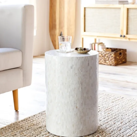 Shell Cylinder Frame Accent Table-Kirkland's Home Sale
