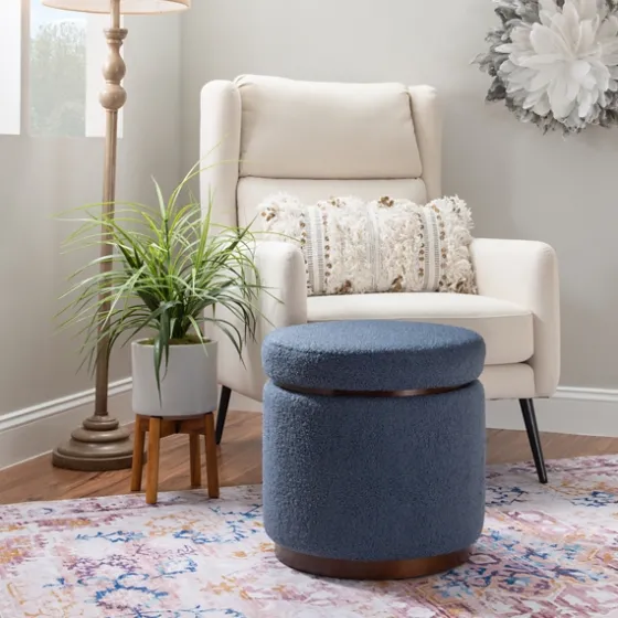 Sherpa Upholstered Storage Ottoman-Kirkland's Home Flash Sale