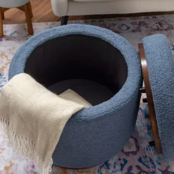 Sherpa Upholstered Storage Ottoman-Kirkland's Home Flash Sale