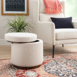 Sherpa Upholstered Storage Ottoman-Kirkland's Home Cheap