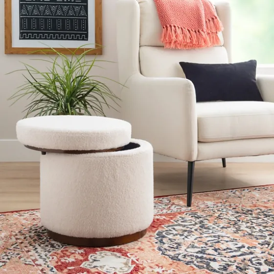 Sherpa Upholstered Storage Ottoman-Kirkland's Home Cheap