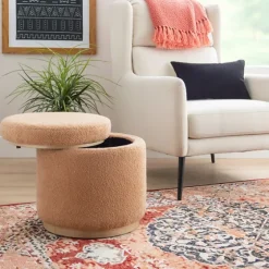 Sherpa Upholstered Storage Ottoman-Kirkland's Home Online