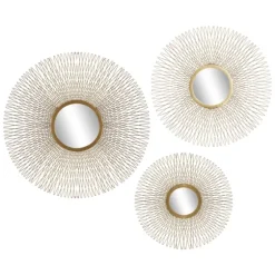 Shining Golden Sunburst 3-Pc. Wall Mirror Set-Kirkland's Home New