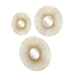 Shining Golden Sunburst 3-Pc. Wall Mirror Set-Kirkland's Home New