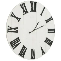 Shiplap Whitewashed Wooden Wall Clock-Kirkland's Home Online