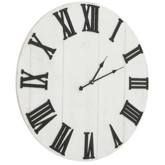 Shiplap Whitewashed Wooden Wall Clock-Kirkland's Home Online