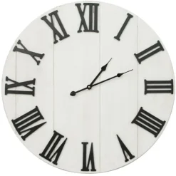 Shiplap Whitewashed Wooden Wall Clock-Kirkland's Home Online