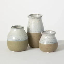 Short Terracotta Two-Tone Speckled Vases, Set Of 3-Kirkland's Home Hot