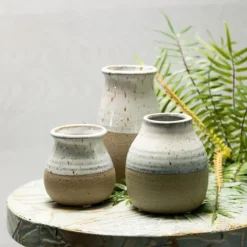 Short Terracotta Two-Tone Speckled Vases, Set Of 3-Kirkland's Home Hot
