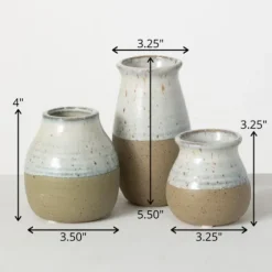 Short Terracotta Two-Tone Speckled Vases, Set Of 3-Kirkland's Home Hot