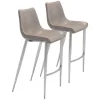 Silver & Beige Faux Leather Bar Stools, Set Of 2-Kirkland's Home Cheap