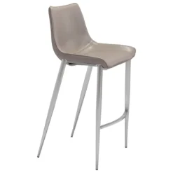 Silver & Beige Faux Leather Bar Stools, Set Of 2-Kirkland's Home Cheap