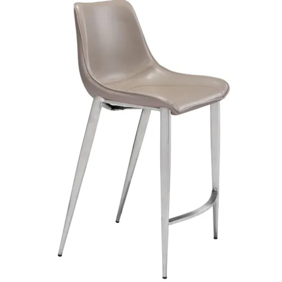 Silver & Beige Leather Counter Stools, Set Of 2-Kirkland's Home New