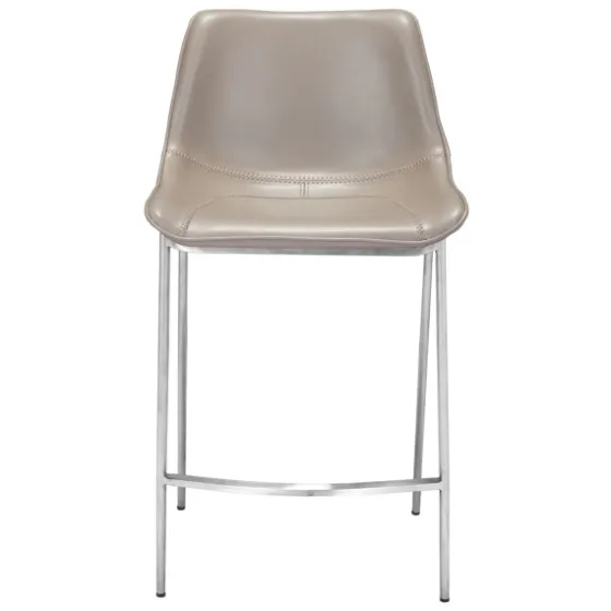 Silver & Beige Leather Counter Stools, Set Of 2-Kirkland's Home New