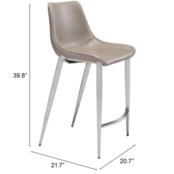 Silver & Beige Leather Counter Stools, Set Of 2-Kirkland's Home New