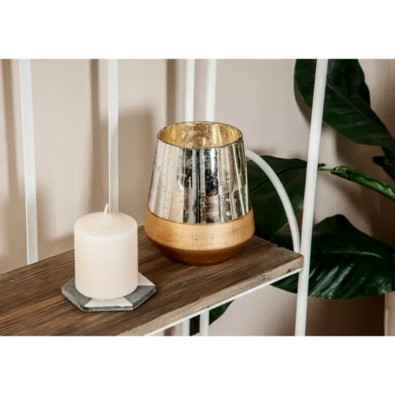 Silver And Gold Pillar Candle Holder, 7 In.-Kirkland's Home Clearance