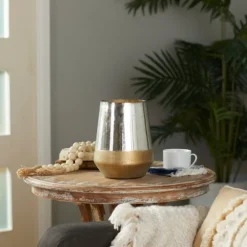 Silver And Gold Pillar Candle Holder, 7 In.-Kirkland's Home Clearance
