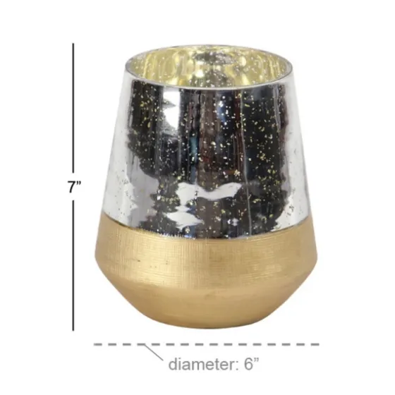 Silver And Gold Pillar Candle Holder, 7 In.-Kirkland's Home Clearance