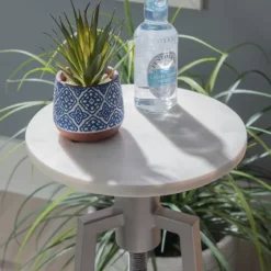 Silver And White Marble Adjustable Drink Table-Kirkland's Home Cheap