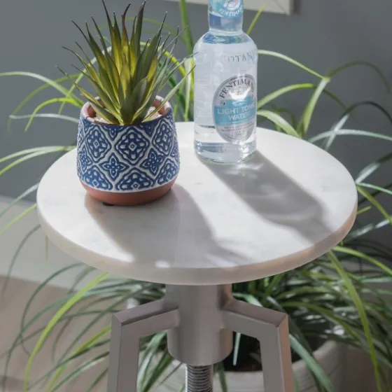 Silver And White Marble Adjustable Drink Table-Kirkland's Home Cheap