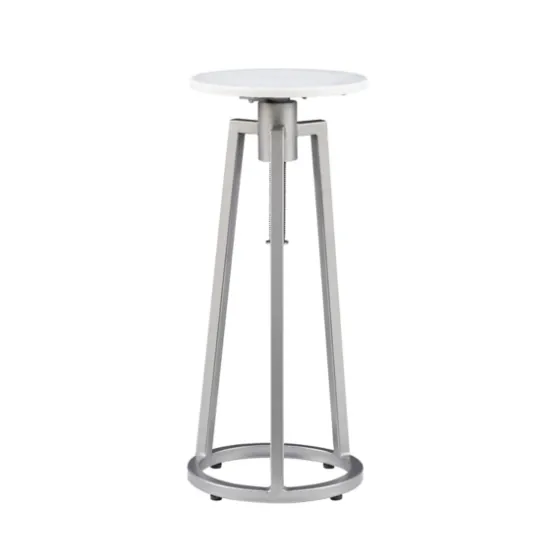 Silver And White Marble Adjustable Drink Table-Kirkland's Home Cheap