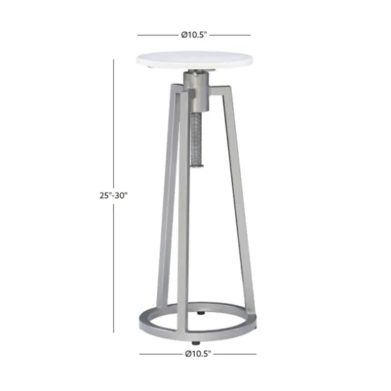 Silver And White Marble Adjustable Drink Table-Kirkland's Home Cheap