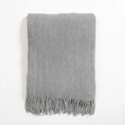 Silver Blue Chenille Ribbed Throw-Kirkland's Home Flash Sale