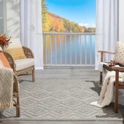 Silver Diamond Outdoor Area Rug, 6X9-Kirkland's Home Best Sale