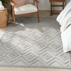 Silver Diamond Outdoor Area Rug, 6X9-Kirkland's Home Best Sale