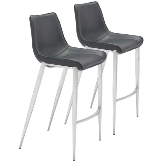 Silver Faux Leather Bar Stools, Set Of 2-Kirkland's Home Discount