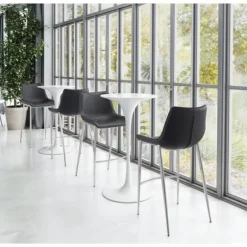 Silver Faux Leather Bar Stools, Set Of 2-Kirkland's Home Discount