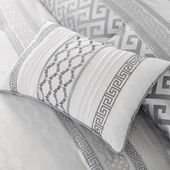 Silver Geometric Stripes 7-Pc. King Comforter Set-Kirkland's Home Shop