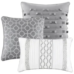 Silver Geometric Stripes 7-Pc. King Comforter Set-Kirkland's Home Shop