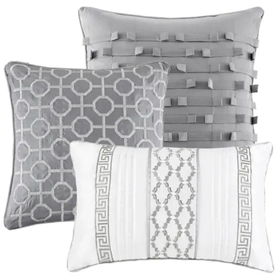 Silver Geometric Stripes 7-Pc. King Comforter Set-Kirkland's Home Shop