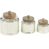 Silver Glass Jars With Wooden Lids, Set Of 3-Kirkland's Home Outlet