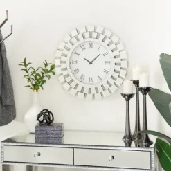 Silver Glass Mirror Abstract Wall Clock-Kirkland's Home Hot