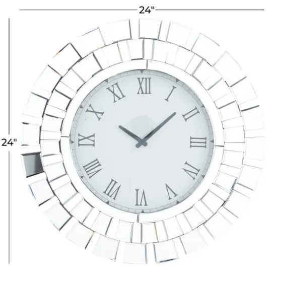 Silver Glass Mirror Abstract Wall Clock-Kirkland's Home Hot