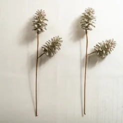 Silver Glittery Pinecone Floral Stem, Set Of 2-Kirkland's Home Outlet